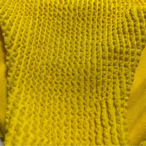 Bikini Bottoms Textured Scrunch Butt Cheeky Low Rise Ribbed Crinkle Neon Yellow - Picture 9 of 10